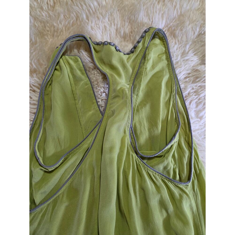 BCBGMAXAZRIA Green 100% Silk Sleeveless Tank Dress Mini Racerback M - Picture 13 of 15